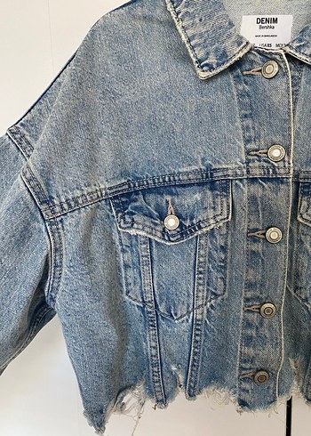 Bershka Düğmeli Mavi Kot Ceket