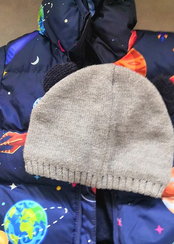 Erkek Çocuk Kapüşonlu Uzay Desenli Mont - Görsel 4