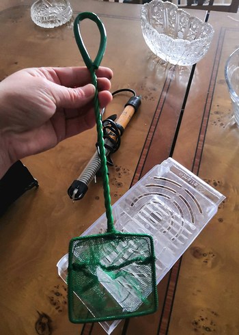 Parlak Yeşil balık  Kafesi Temizleme Filesi. Isıtıcısı  yuvalık - Görsel 2