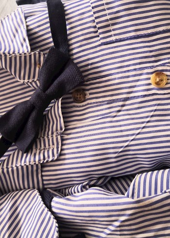 Düğmeli Lacivert Pamuk Papyon. 2 takım - Görsel 2