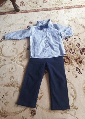 Düğmeli Lacivert Pamuk Papyon. 2 takım - Görsel 3