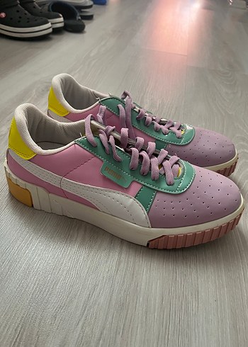 Pembe bağcıklı tie-dye kadın spor ayakkabı - Görsel 2