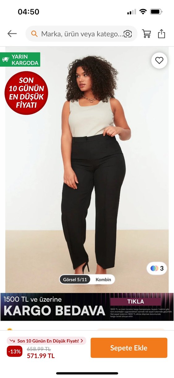 Siyah Kumaş Pantolon - Görsel 2