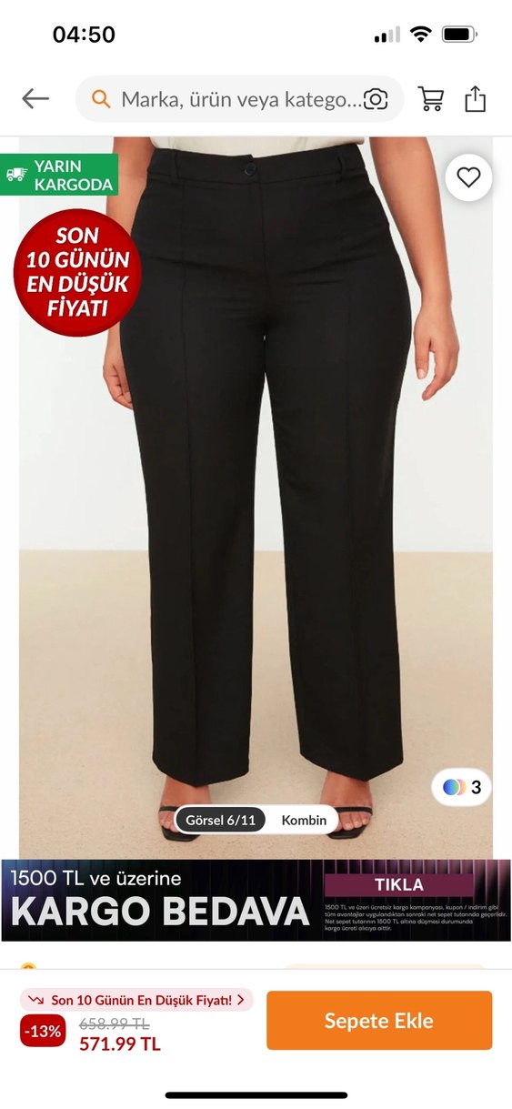 Siyah Kumaş Pantolon - Görsel 3