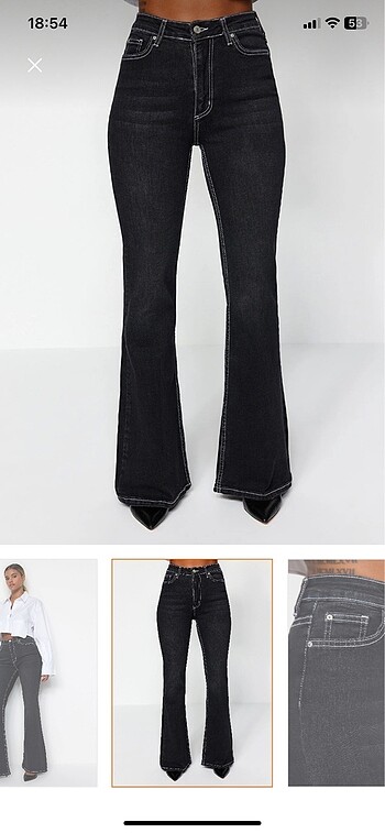 36 Beden siyah Renk TRENDYOLMILLA - Flare Jeans, 36 Beden