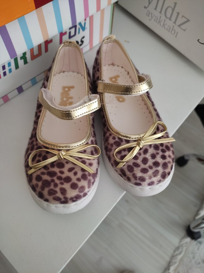 leopar desenli kız çocuk babet - Görsel 5