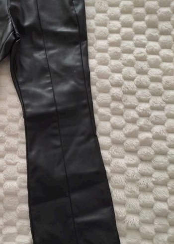 Kız çocuk Siyah Deri Midi Pantolon - Görsel 6