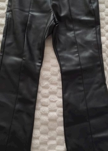 Kız çocuk Siyah Deri Midi Pantolon - Görsel 7