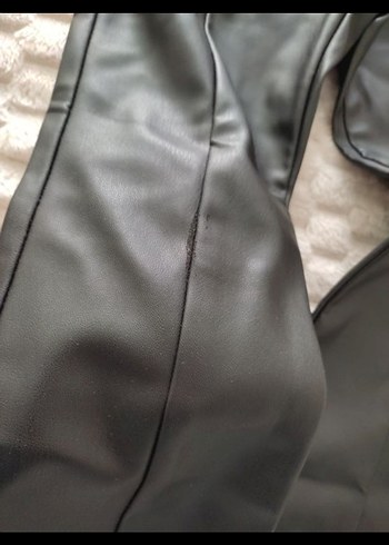 Kız çocuk Siyah Deri Midi Pantolon - Görsel 5