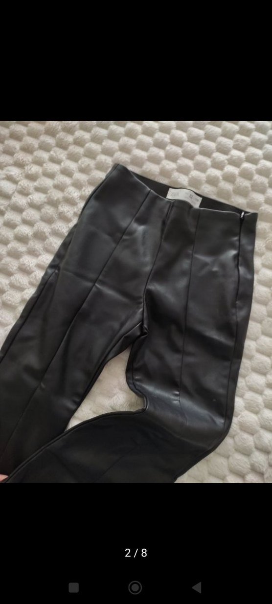 Kız çocuk Siyah Deri Midi Pantolon - Görsel 2