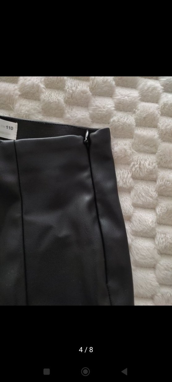 Kız çocuk Siyah Deri Midi Pantolon - Görsel 4