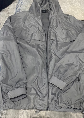 Gri Fermuarlı Uzun Erkek Yağmurluk - Görsel 4