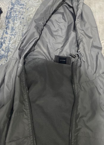 Gri Fermuarlı Uzun Erkek Yağmurluk - Görsel 3