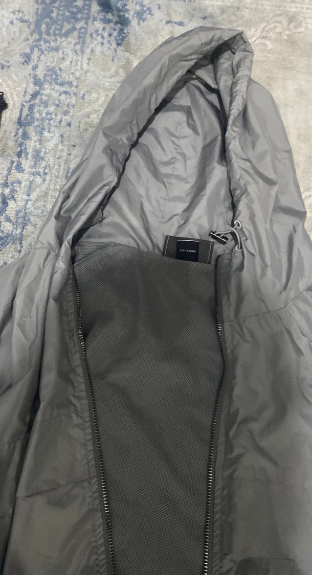 Gri Fermuarlı Uzun Erkek Yağmurluk - Görsel 3