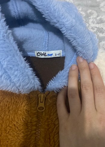 Kapüşonlu Erkek Çocuk Peluş Mont - Görsel 2