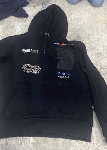 Kapüşonlu Siyah Baskılı Erkek Sweatshirt - Görsel 2