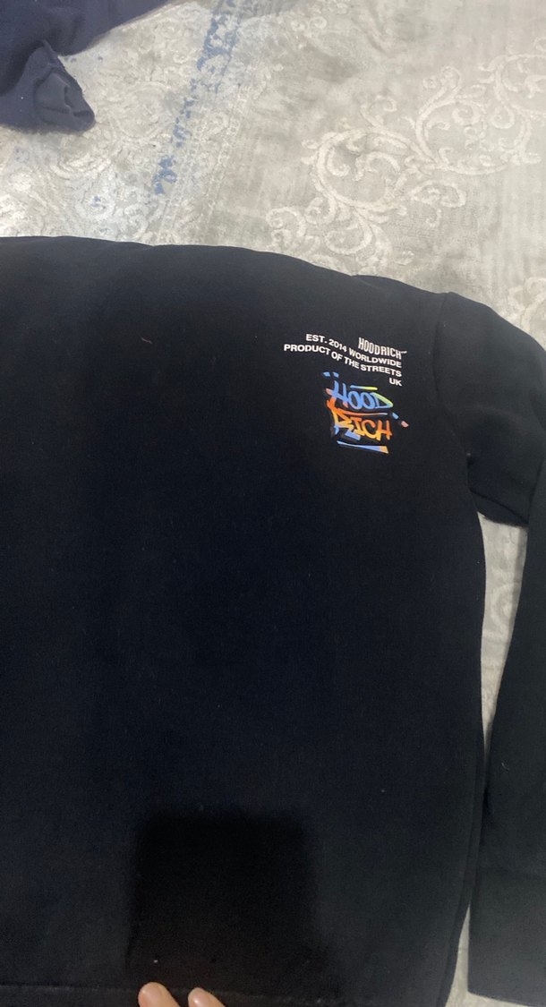 Kapüşonlu Siyah Baskılı Erkek Sweatshirt - Görsel 3