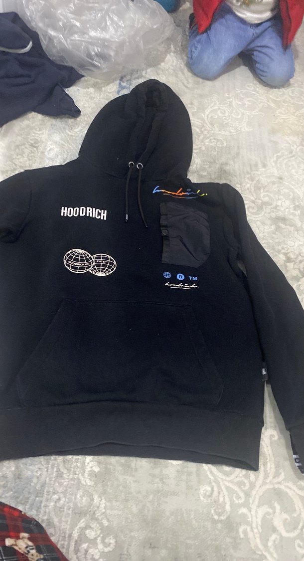 Kapüşonlu Siyah Baskılı Erkek Sweatshirt - Görsel 2