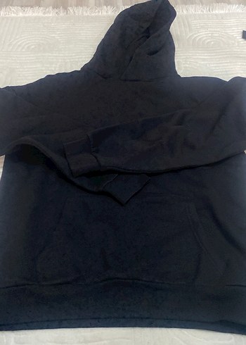 Diğer Siyah Kapusonlu Rahat Sweatshirt