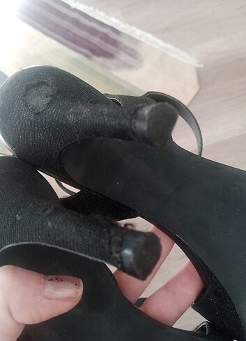 40 Beden Siyah-Gri Catwalk Yazlık Topuklu Açık Ayakkabı