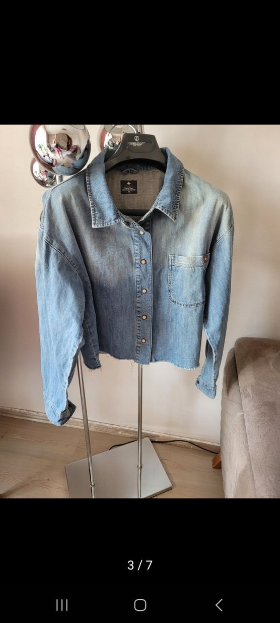 ColinsGevşek Kesim Kısa Batik Kot Ceket - Görsel 2