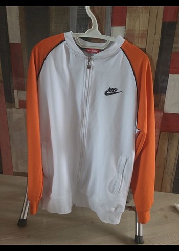 Nike Beyaz Turuncu Fermuarlı Kadın Eşofman Üstü - Görsel 2