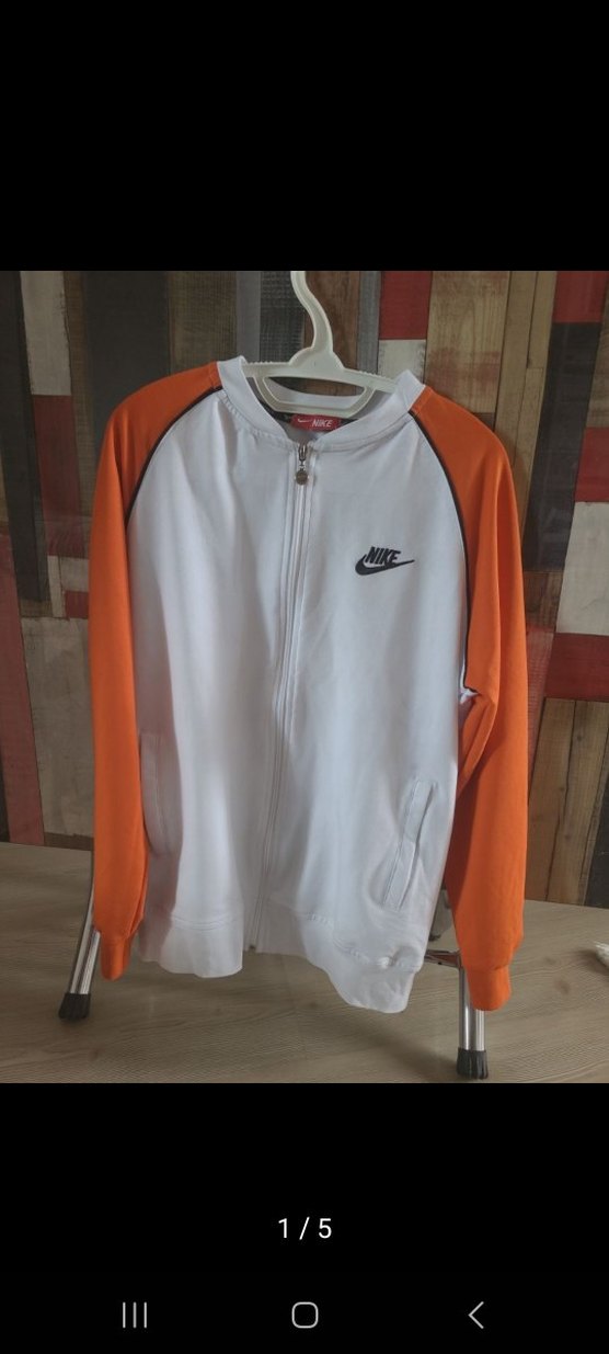 Nike Beyaz Turuncu Fermuarlı Kadın Eşofman Üstü - Görsel 2