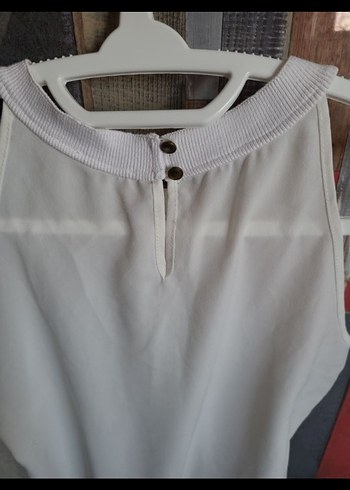 krık beyaz  Kolsuz Bluz - Görsel 4