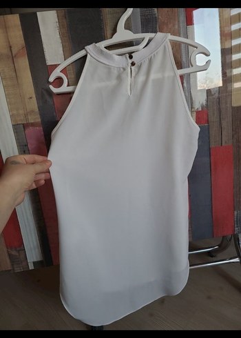 krık beyaz  Kolsuz Bluz - Görsel 3