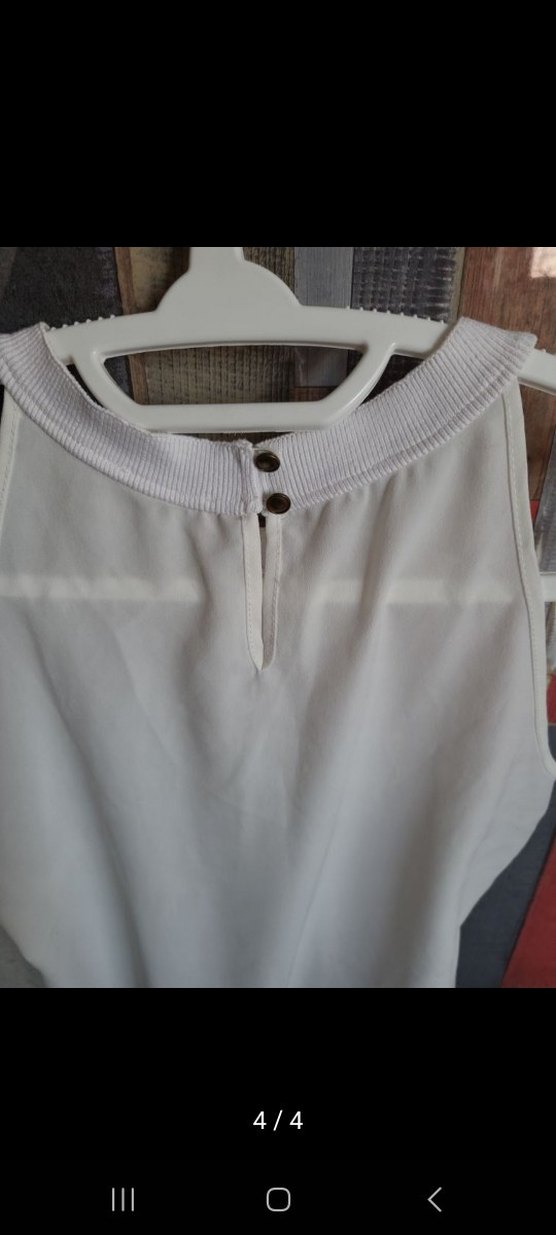 krık beyaz  Kolsuz Bluz - Görsel 4