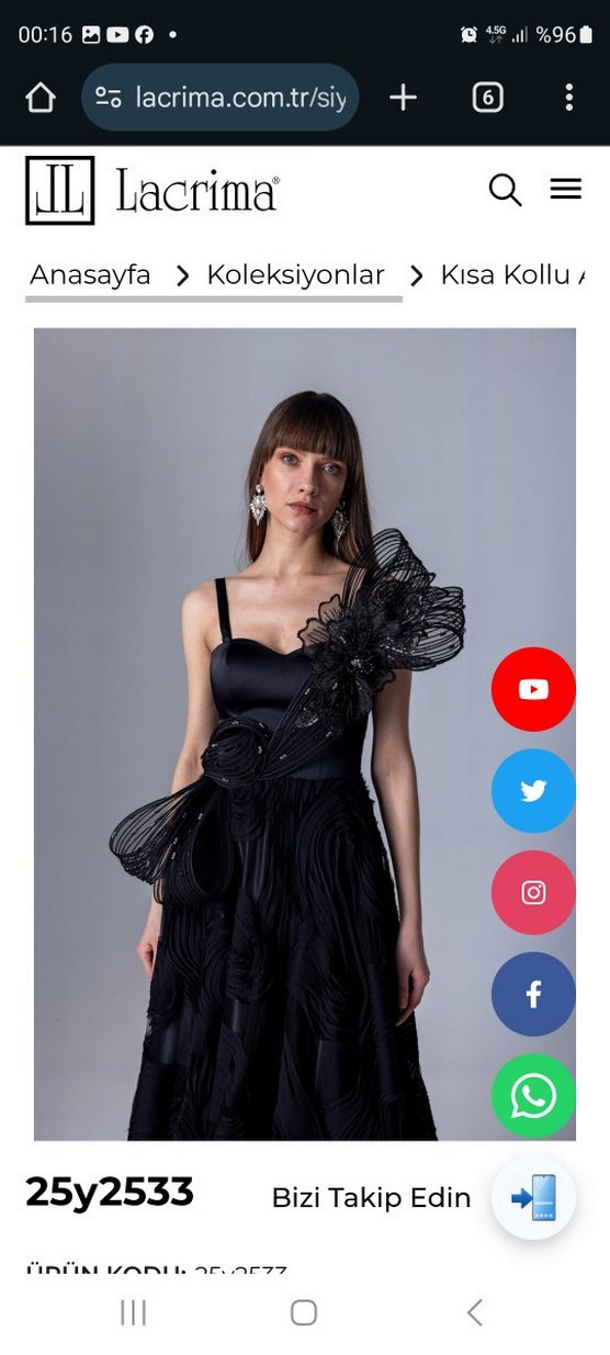 LACRİMA marka Siyah Drapeli Uzun Abiye Elbise - Görsel 2