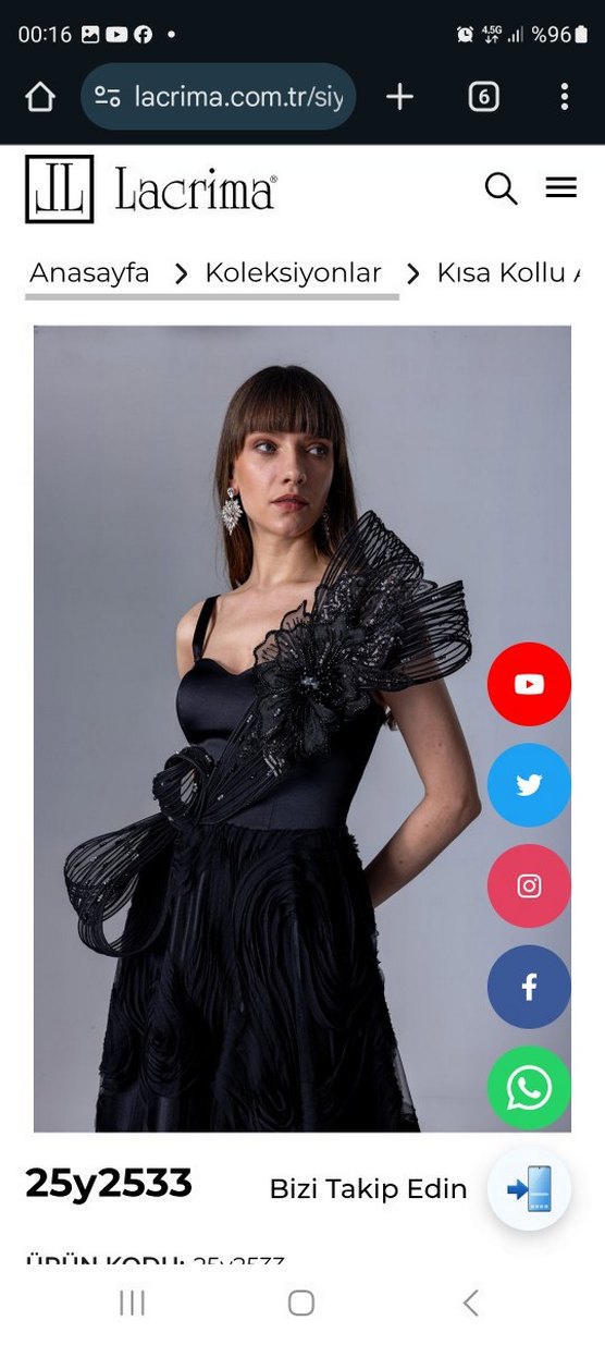 LACRİMA marka Siyah Drapeli Uzun Abiye Elbise - Görsel 3