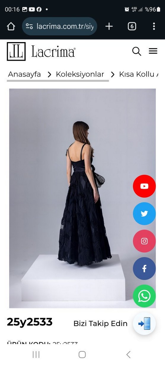 LACRİMA marka Siyah Drapeli Uzun Abiye Elbise - Görsel 4