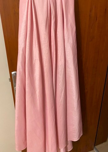 HOTCONTACT marka Pudra Renk Drapeli Uzun Abiye Elbise - Görsel 7