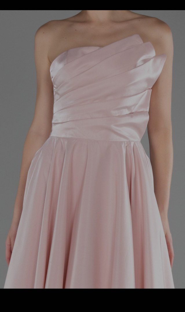 HOTCONTACT marka Pudra Renk Drapeli Uzun Abiye Elbise - Görsel 3