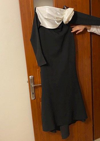 HOTCONTACT Marka Uzun Siyah Straplez Drapeli Abiye Elbise - Görsel 8