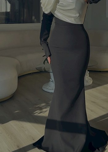 HOTCONTACT Marka Uzun Siyah Straplez Drapeli Abiye Elbise - Görsel 2