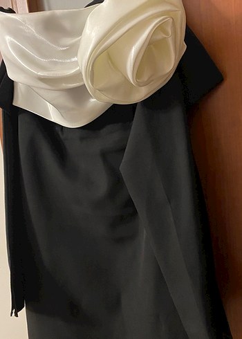 HOTCONTACT Marka Uzun Siyah Straplez Drapeli Abiye Elbise - Görsel 7