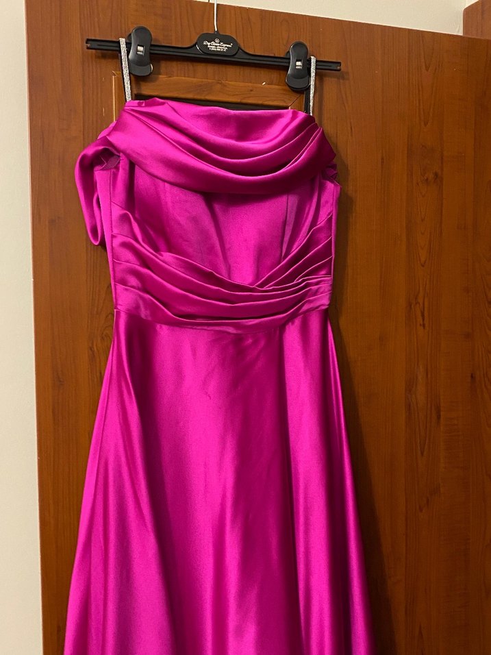 Parlak fuşya Uzun Abiye Elbise - Görsel 2