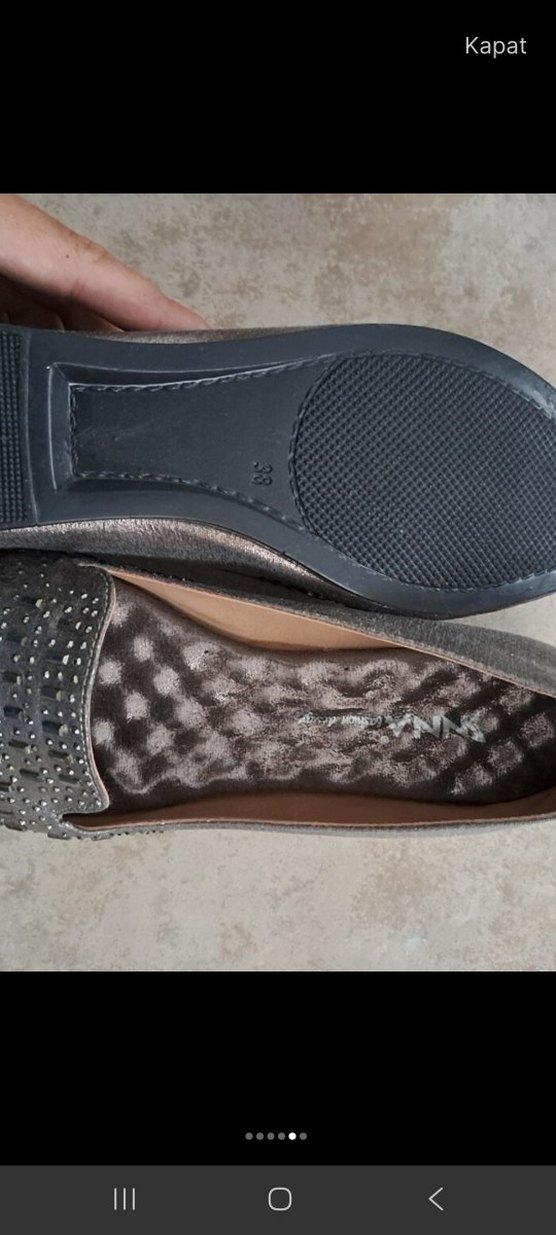 Gri Yılan Desenli Payetli Kadın Babet - Görsel 2