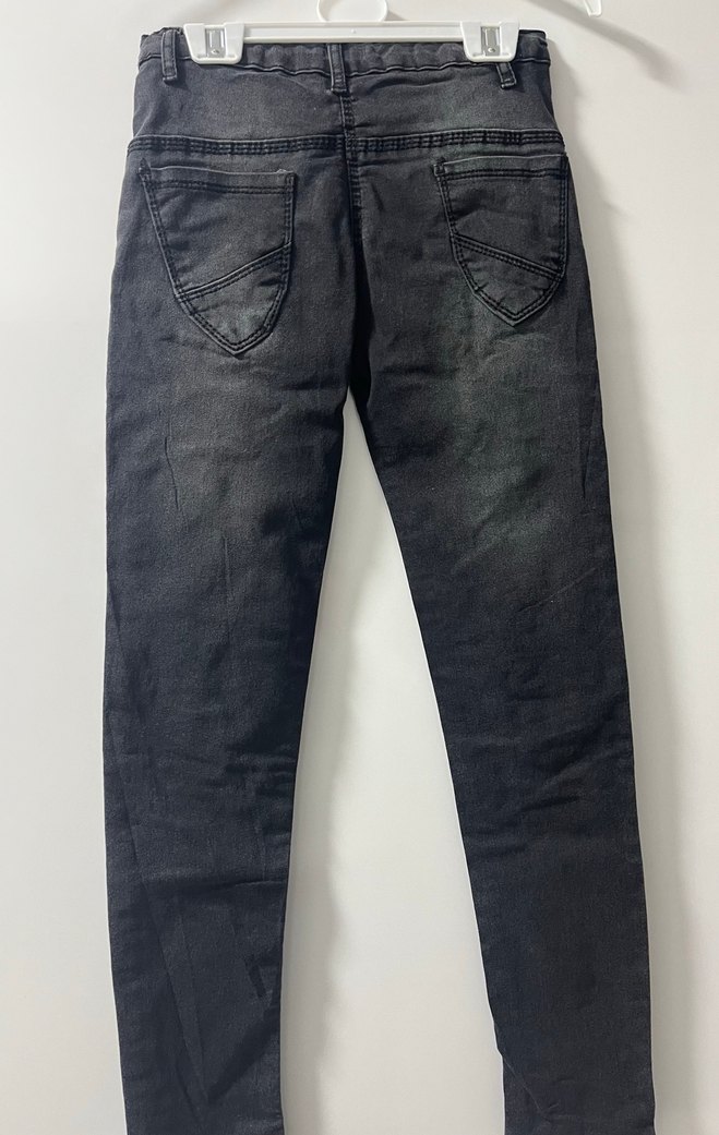 Kız Çocuk Siyah Zımbalı Dar Kot Pantolon - Görsel 2