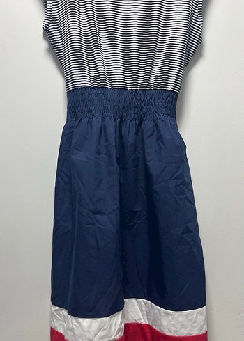 Çizgili Kemerli Uzun Kadın Elbise - Görsel 2