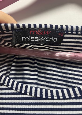 Çizgili Kemerli Uzun Kadın Elbise - Görsel 3