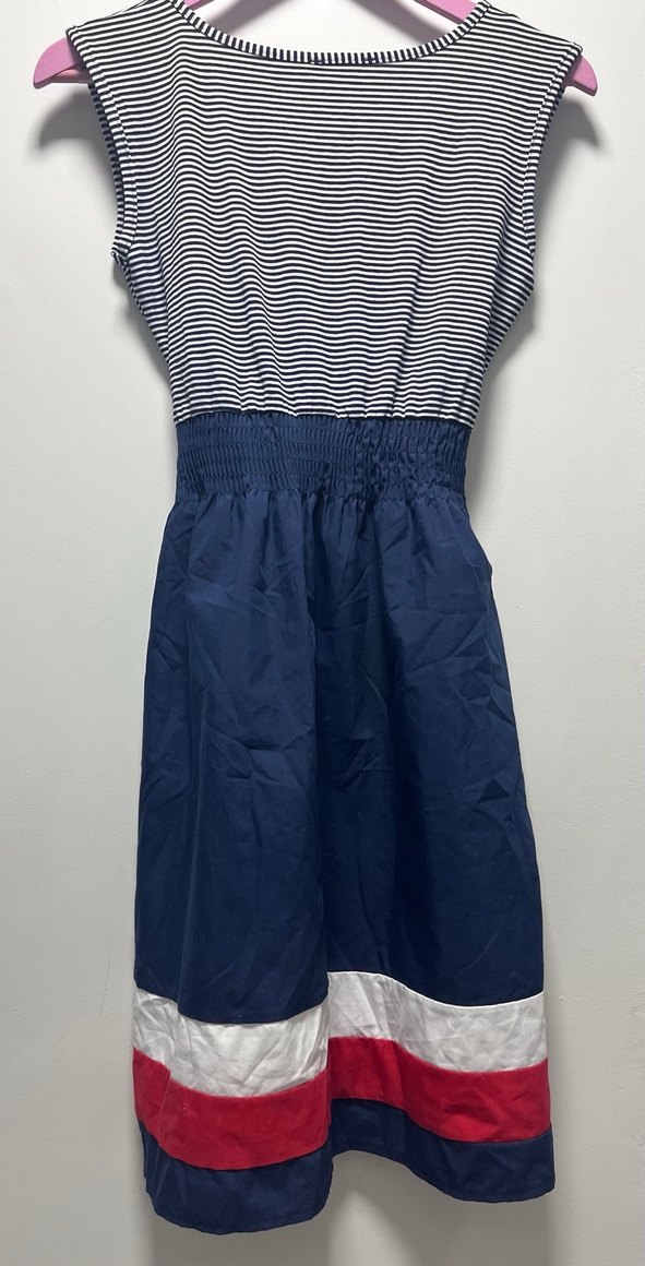 Çizgili Kemerli Uzun Kadın Elbise - Görsel 2