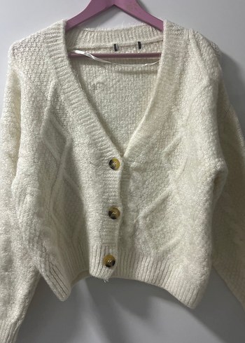 Beyaz Örgü Kadın Hırka - Görsel 2