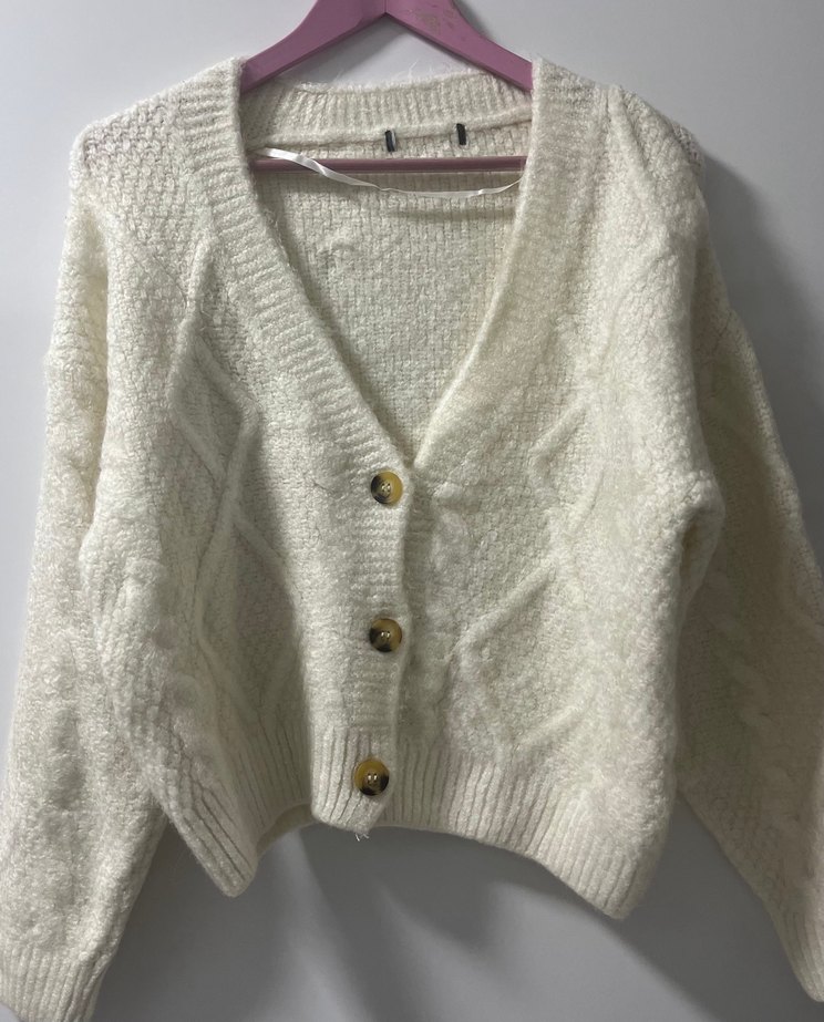 Beyaz Örgü Kadın Hırka - Görsel 2