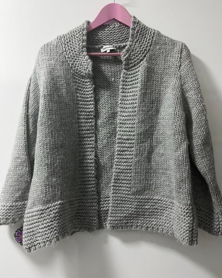 Gri Midi Denim Kadın Hırka - Görsel 2