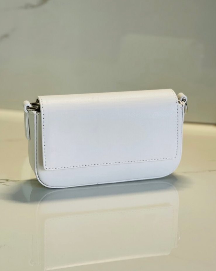 Beyaz Deri Kemerli Walentia Kadın Çanta - Görsel 3