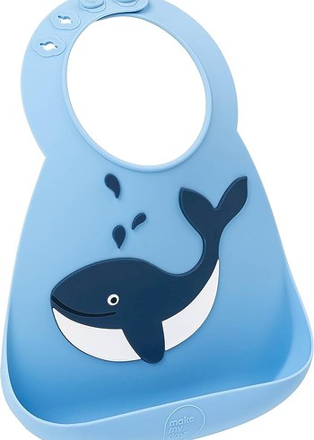 Make My Day Mavi Balina Baskılı Bebek Önlüğü - Görsel 5