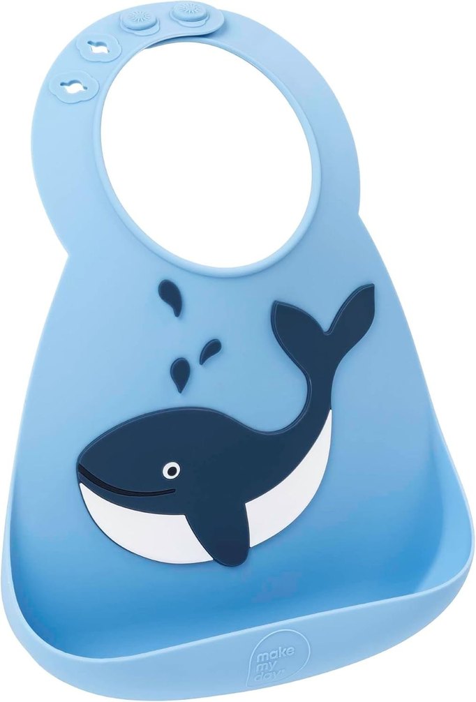Make My Day Mavi Balina Baskılı Bebek Önlüğü - Görsel 4